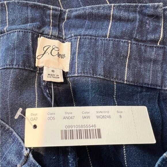 J. Crew Paper Bag Pants in Indigo Stripe Size 8 NWT - Picture 11 of 13